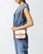 Borsa a spalla piccola squadrata Love Bag in canvas e pelle -  | Pinko