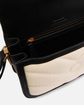 Borsa a spalla piccola squadrata Love Bag in canvas e pelle -  | Pinko