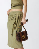 Borsa a spalla piccola squadrata Love Bag stampa rettile -  | Pinko