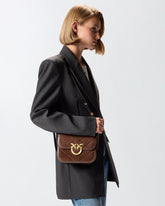 Borsa a spalla piccola Mini Love Bag Box in pelle scamosciata -  | Pinko