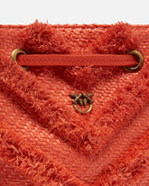 Borsa piccola secchiello a tracolla in rafia sfrangiata -  | Pinko