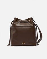 Borsa a spalla secchiello in pelle con logo Love Birds -  | Pinko