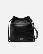 Borsa a spalla secchiello in pelle con logo Love Birds -  | Pinko