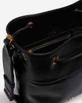 Borsa a spalla secchiello in pelle con logo Love Birds -  | Pinko