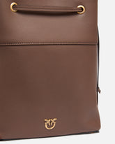 Borsa a spalla secchiello media in pelle fiore con logo Love Birds -  | Pinko