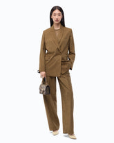 Zweireihige Oversize-Jacke mit Strasssteinen - Grün | Pinko