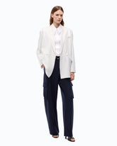 Zweireihige Oversize-Jacke mit Strasssteinen - Weiß | Pinko