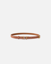 Cintura sottile 2cm in suede con anellini logati -  | Pinko