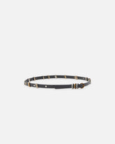 Cintura sottile 1,5cm cuoio con anelle in metallo -  | Pinko