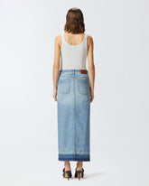 Gonna lunga in denim chiaro con spacco davanti -  | Pinko