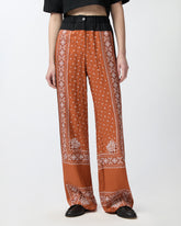 Lightweight wide-leg trousers with bandana print -  | Pinko