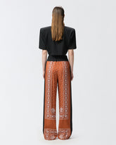 Lightweight wide-leg trousers with bandana print -  | Pinko
