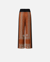 Lightweight wide-leg trousers with bandana print -  | Pinko