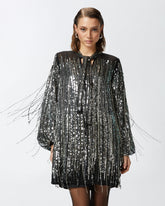 Abito corto con paillettes e frange -  | Pinko