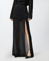 Gonna lunga elegante in satin e georgette trasparente -  | Pinko