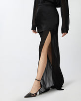 Gonna lunga elegante in satin e georgette trasparente -  | Pinko