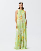 Long pleated dress with floral print -  | Pinko