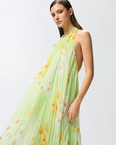 Long pleated dress with floral print -  | Pinko