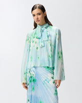 Blusa leggera in creponne plissè a fiori -  | Pinko