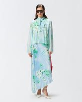 Blusa leggera in creponne plissè a fiori -  | Pinko