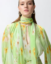 Blusa leggera in creponne plissè a fiori -  | Pinko