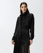 Camicia elegante trasparente con inserto in satin -  | Pinko
