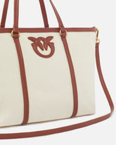 Borsa shopper media in canvas riciclato con doppi manici -  | Pinko