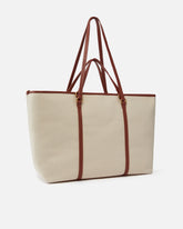 Maxi borsa shopper in canvas riciclato con doppi manici -  | Pinko