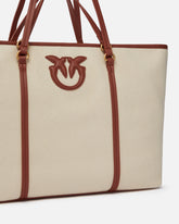 Maxi borsa shopper in canvas riciclato con doppi manici -  | Pinko