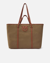 Maxi borsa shopper in canvas riciclato con doppi manici -  | Pinko