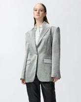 Blazer monopetto in raso fiammato -  | Pinko