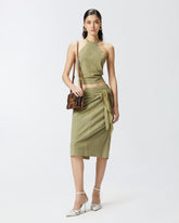 Gonna al ginocchio in suede con nodo -  | Pinko