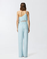 One-shoulder satin top with lace and sequins -  | Pinko