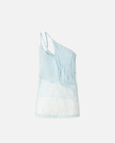 One-shoulder satin top with lace and sequins -  | Pinko