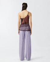 Top monospalla in raso con pizzo e paillettes -  | Pinko
