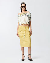 Blusa in cotone a fiori con spalle scoperte -  | Pinko
