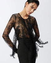 Maglia aderente in pizzo con frange -  | Pinko