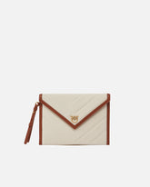 Pochette piatta in canvas con profili in pelle -  | Pinko