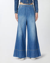 Jeans palazzo in denim misto lino -  | Pinko