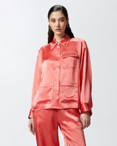 Camicia fluida in satin con taschino -  | Pinko