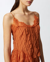 Top georgette arricciata con pizzo -  | Pinko