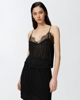 Top georgette arricciata con pizzo -  | Pinko