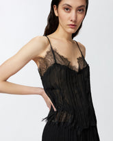 Top georgette arricciata con pizzo -  | Pinko