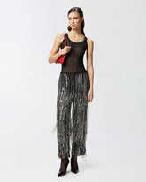 Pantaloni eleganti con frange e paillettes -  | Pinko