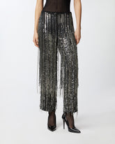 Pantaloni eleganti con frange e paillettes -  | Pinko