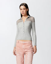 Maglia polo a maniche lunghe a costine -  | Pinko