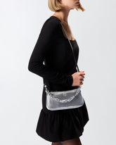 Borsa a mano piccola Mini Half Moon in suede laminato -  | Pinko