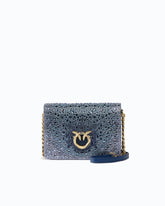Borsa a tracolla Mini Love Bag Click in pelle e microfibra full strass PINKO Galleria - Trasparente | Pinko