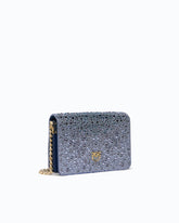 Borsa a tracolla Mini Love Bag Click in pelle e microfibra full strass PINKO Galleria - Trasparente | Pinko