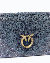 Borsa a tracolla Mini Love Bag Click in pelle e microfibra full strass PINKO Galleria - Trasparente | Pinko